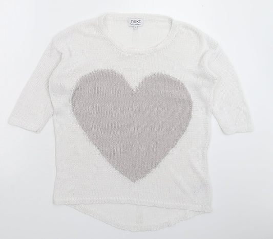 Womens UK Size 12 NEXT White Pullover Jumper