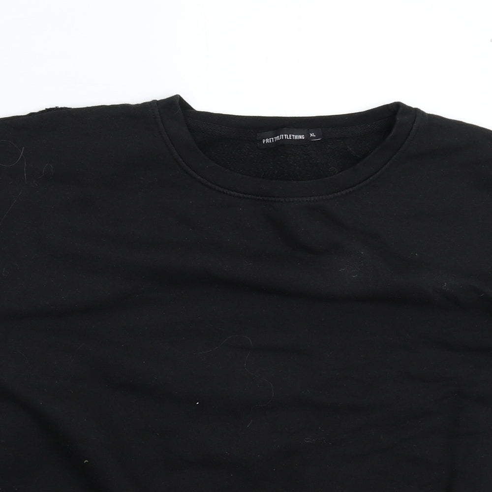 PRETTYLITTLETHING Womens Black   Pullover Sweatshirt Size XL