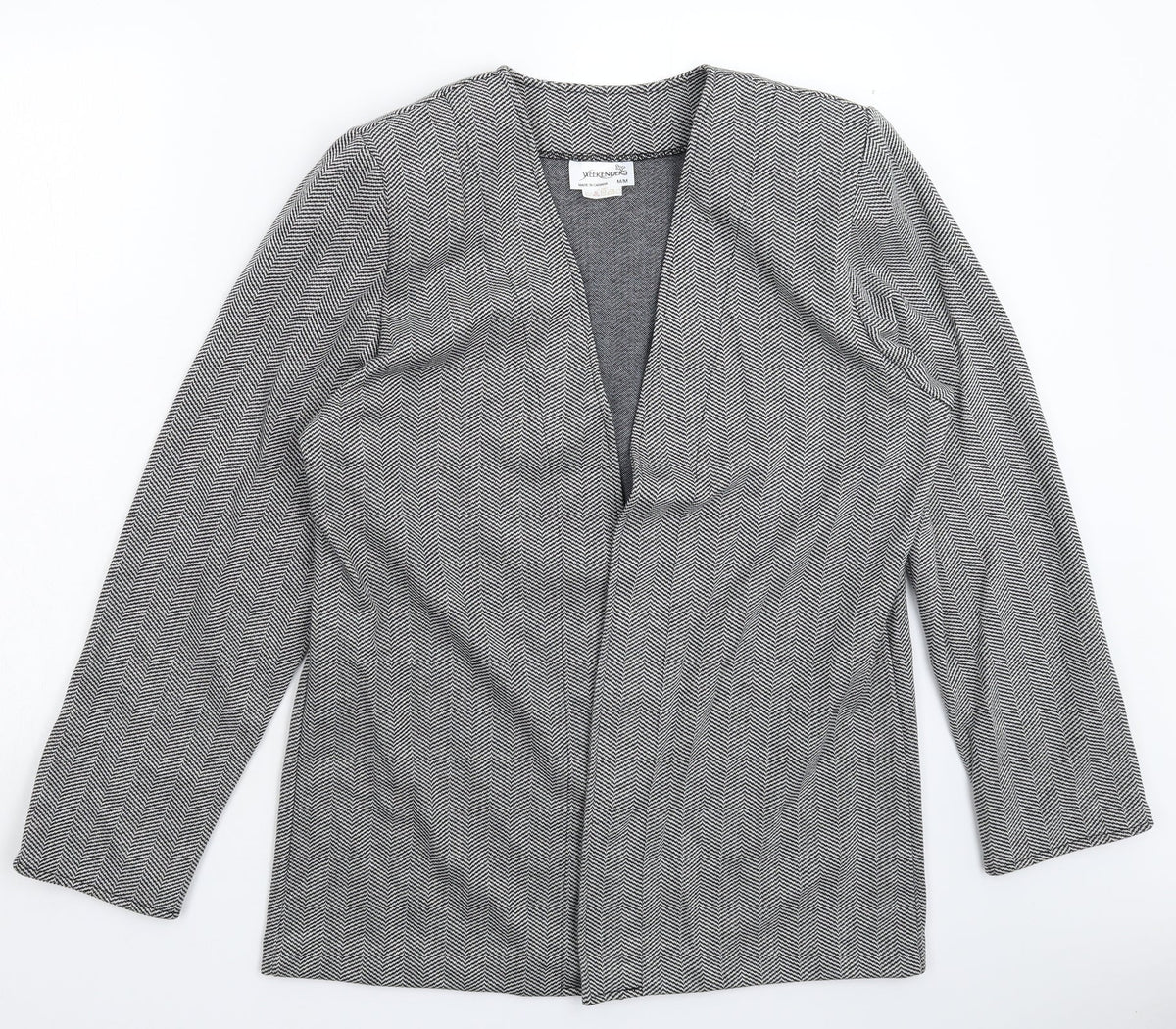 WEEKENDERS Womens Grey Herringbone  Jacket Blazer Size M