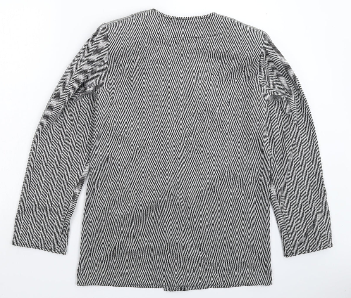 WEEKENDERS Womens Grey Herringbone  Jacket Blazer Size M
