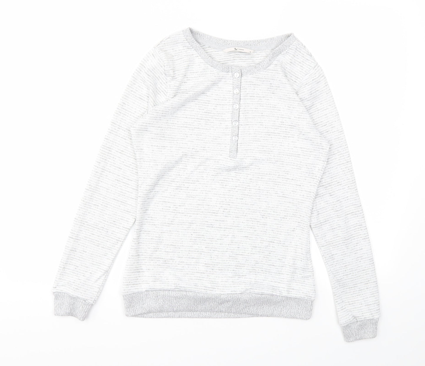 TU Womens Grey Striped  Basic T-Shirt Size 10