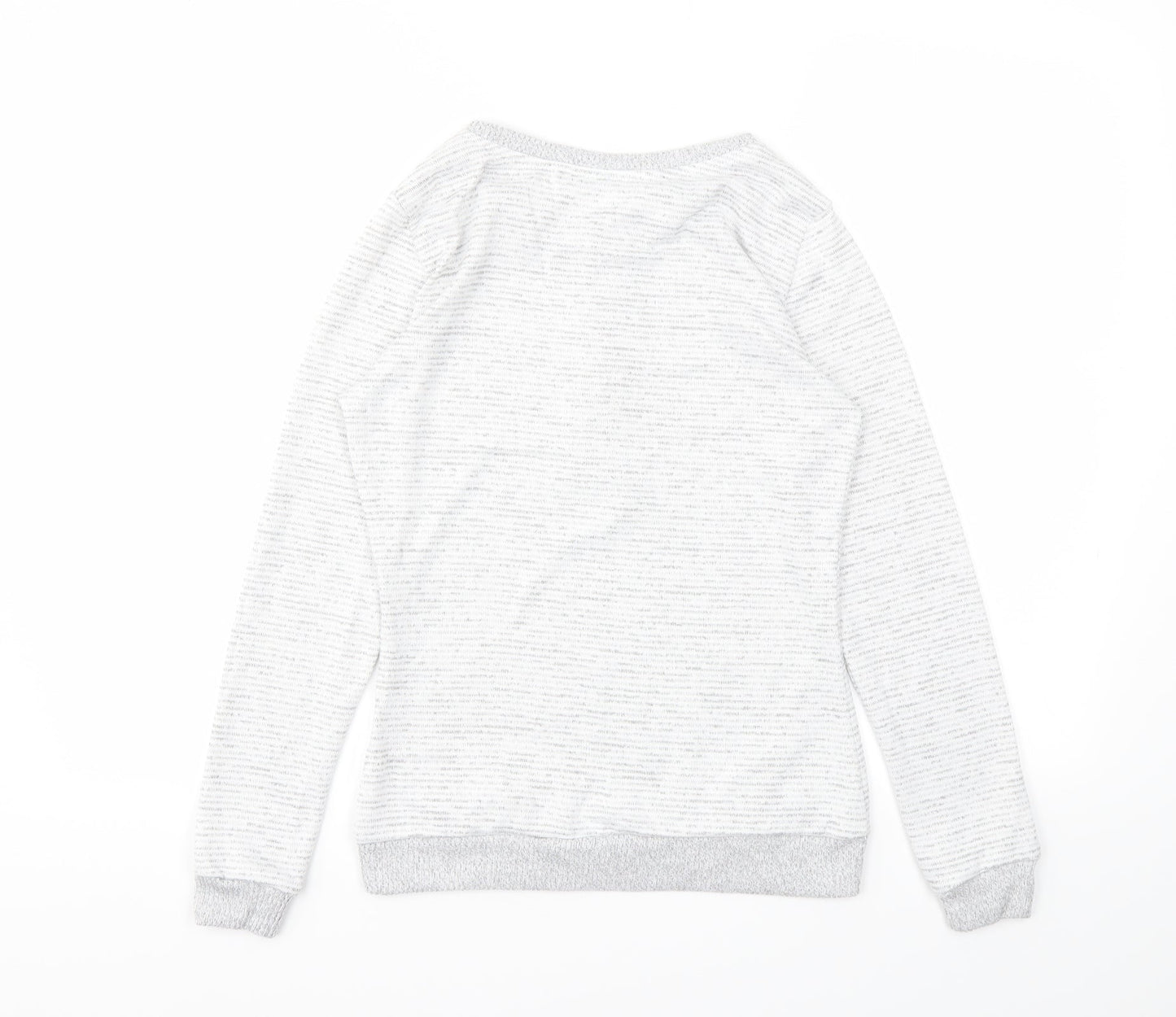 TU Womens Grey Striped  Basic T-Shirt Size 10