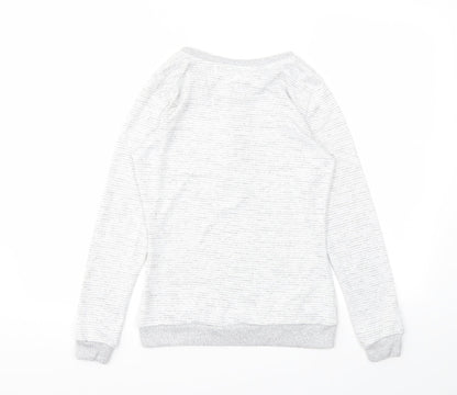 TU Womens Grey Striped  Basic T-Shirt Size 10