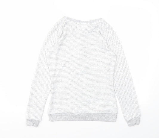 TU Womens Grey Striped  Basic T-Shirt Size 10