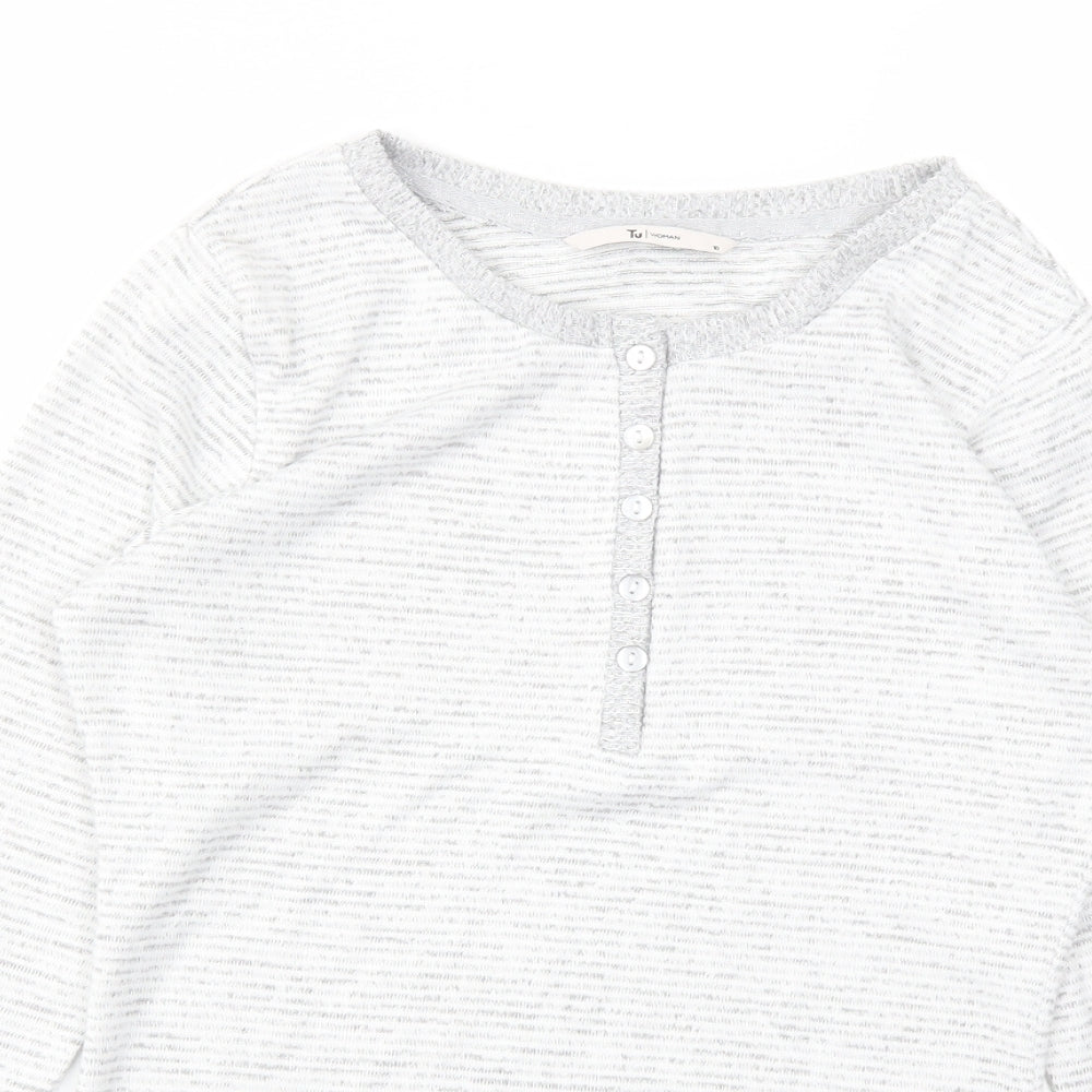 TU Womens Grey Striped  Basic T-Shirt Size 10