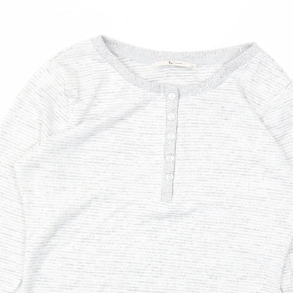 TU Womens Grey Striped  Basic T-Shirt Size 10