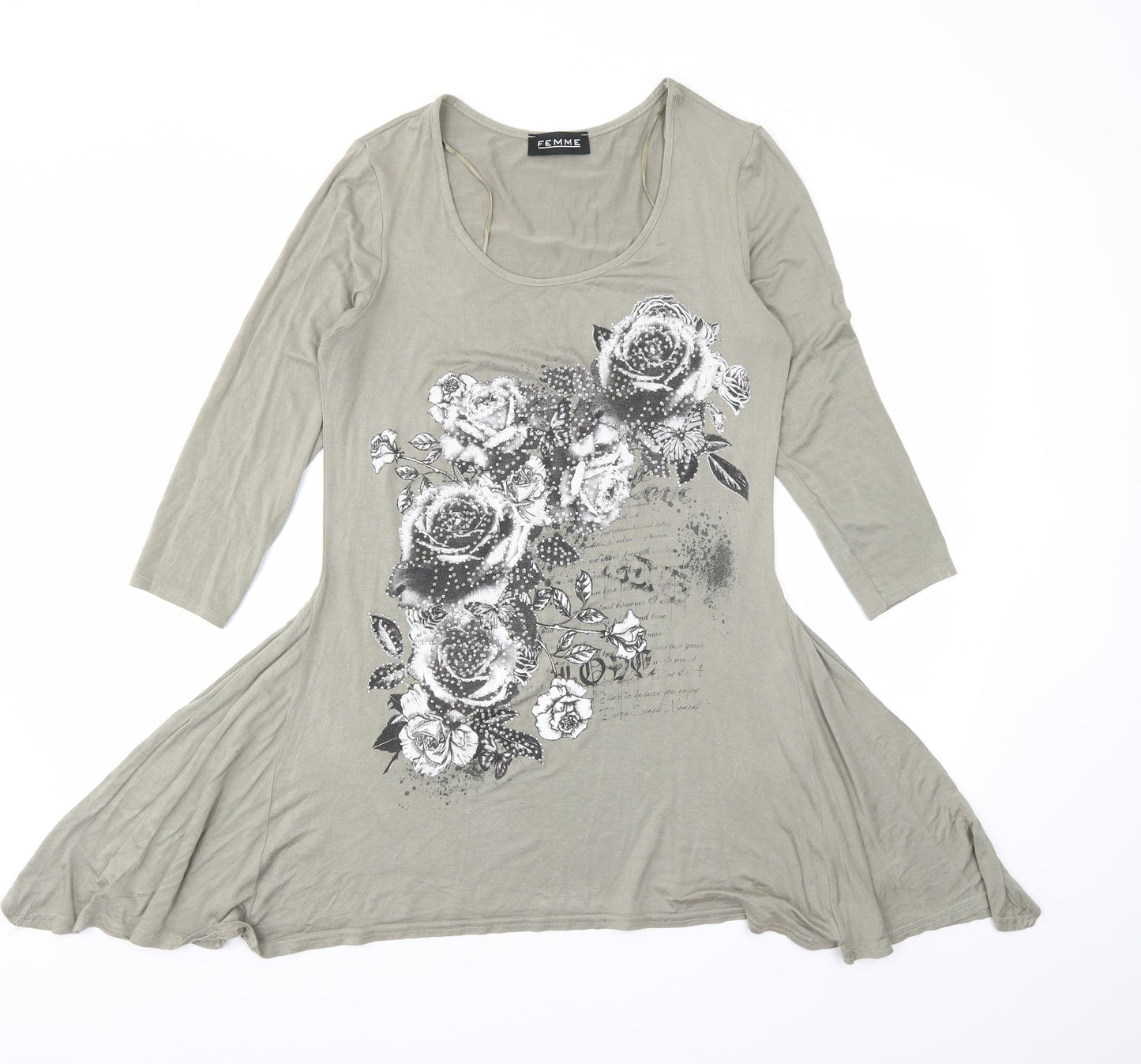 Womens UK Size 10 Femme Brown Basic T-Shirt