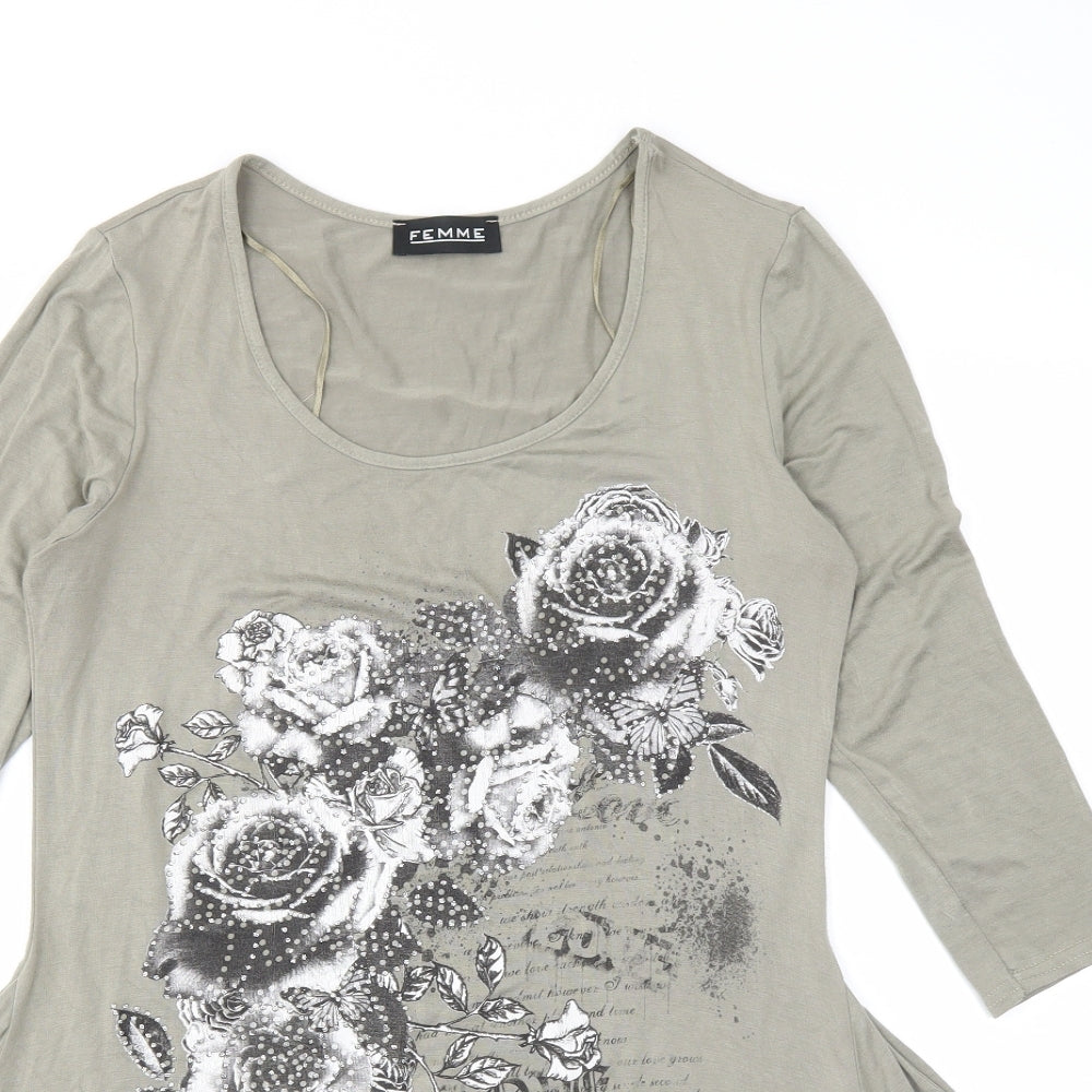 Womens UK Size 10 Femme Brown Basic T-Shirt