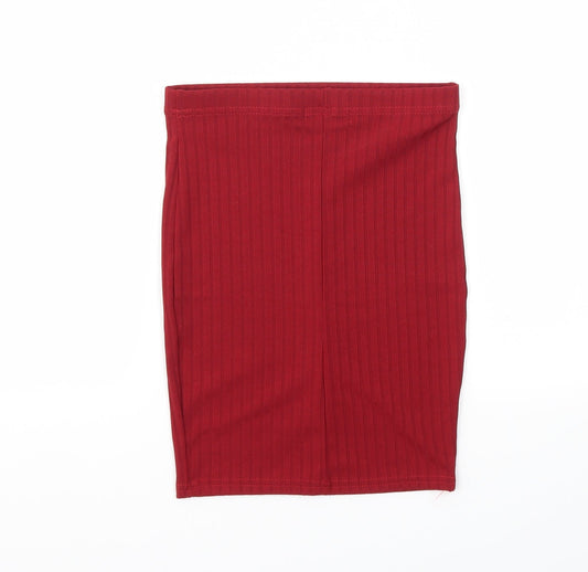 Pretty Little Thing  Womens Red   A-Line Skirt Size 6  - Stretch waistband