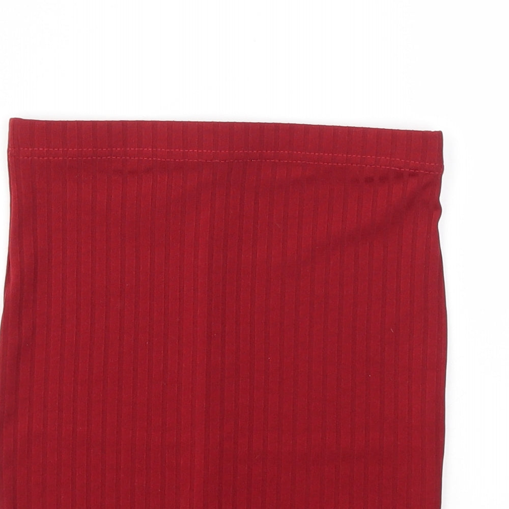 Pretty Little Thing  Womens Red   A-Line Skirt Size 6  - Stretch waistband