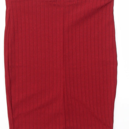 Pretty Little Thing  Womens Red   A-Line Skirt Size 6  - Stretch waistband