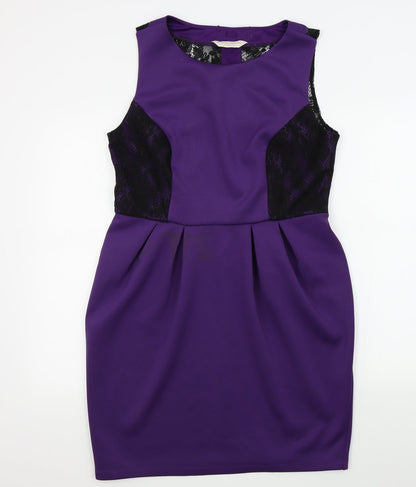 Dorothy Prkins Womens Purple Colourblock  A-Line  Size 16