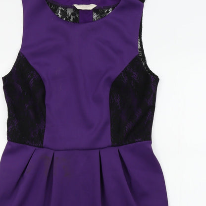 Dorothy Prkins Womens Purple Colourblock  A-Line  Size 16