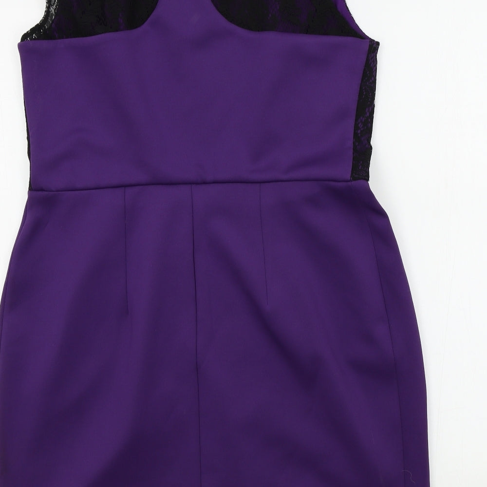 Dorothy Prkins Womens Purple Colourblock  A-Line  Size 16