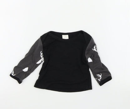 Preworn Boys Black Colourblock  Basic T-Shirt Size 6-9 Months