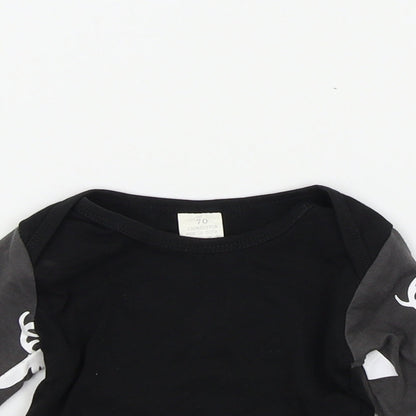 Preworn Boys Black Colourblock  Basic T-Shirt Size 6-9 Months