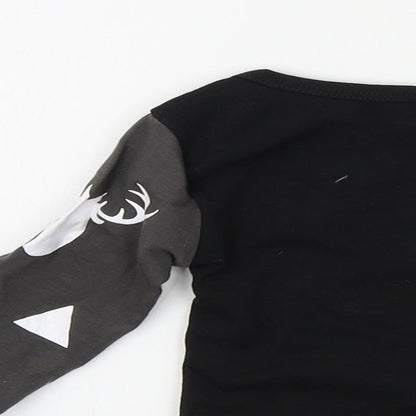 Preworn Boys Black Colourblock  Basic T-Shirt Size 6-9 Months