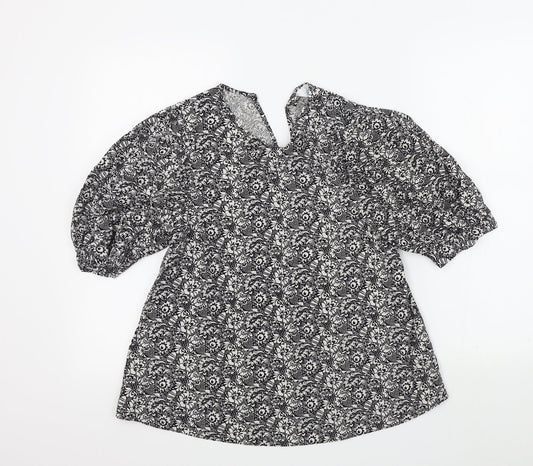 Primark Womens Black Geometric  Basic Blouse Size 8