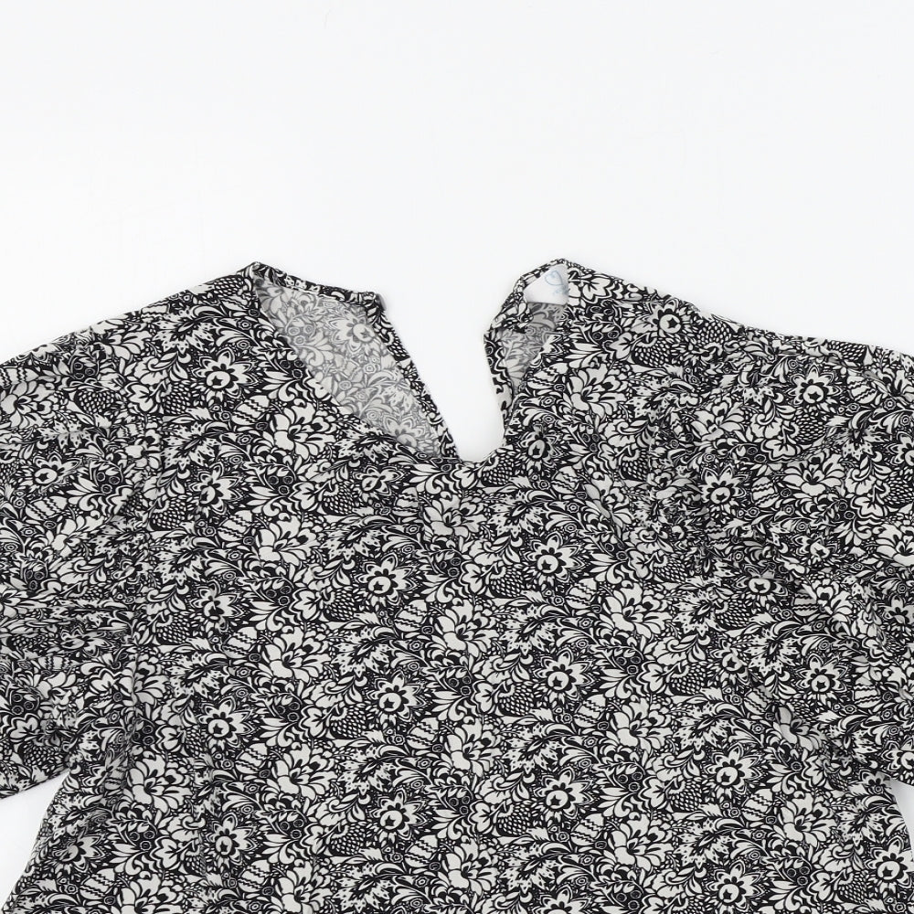 Primark Womens Black Geometric  Basic Blouse Size 8