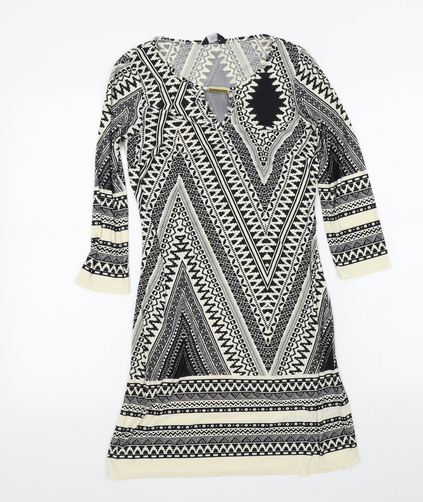 F&F Womens Black Geometric  A-Line  Size 6