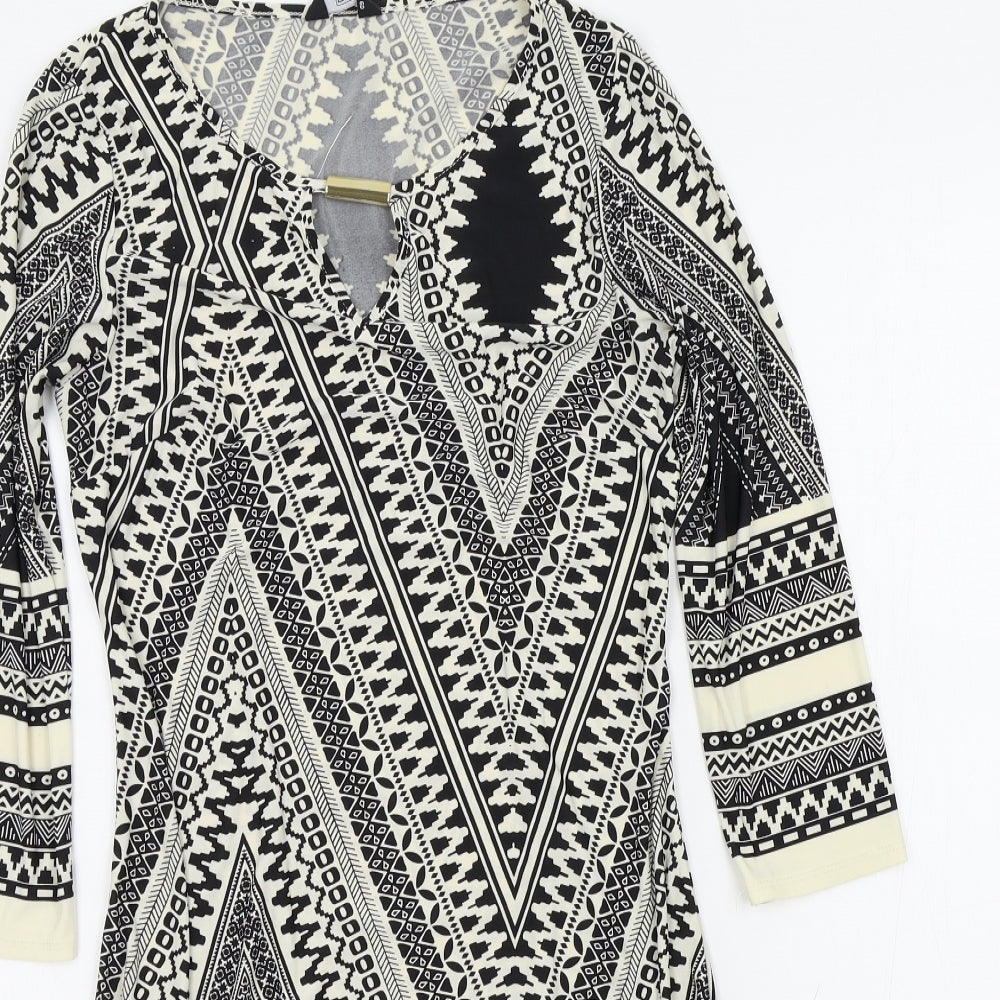 F&F Womens Black Geometric  A-Line  Size 6