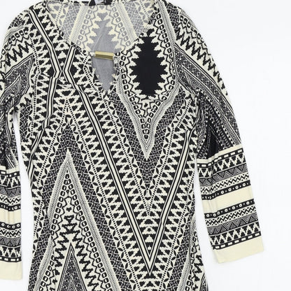 F&F Womens Black Geometric  A-Line  Size 6