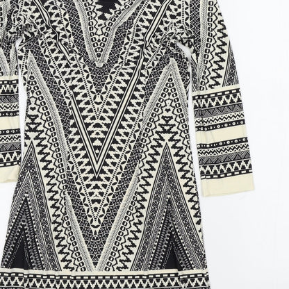 F&F Womens Black Geometric  A-Line  Size 6