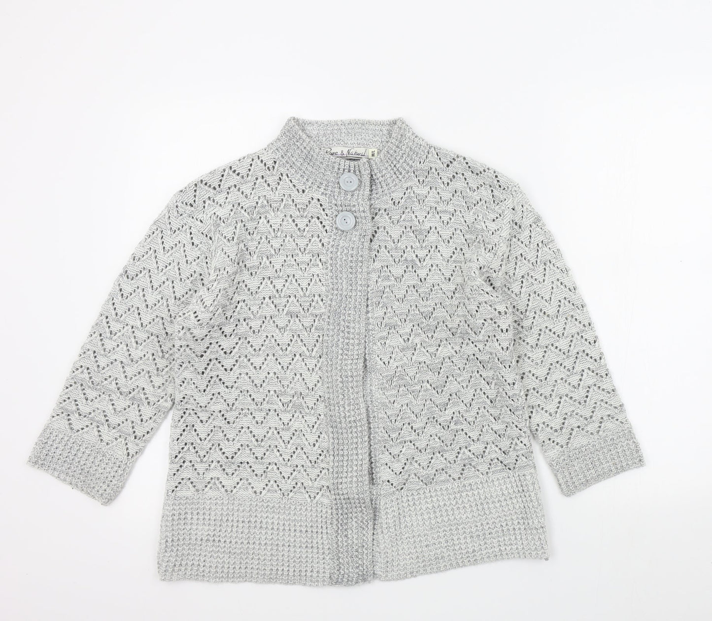 Womens UK Size M Pure & Natural Grey Cardigan Jumper