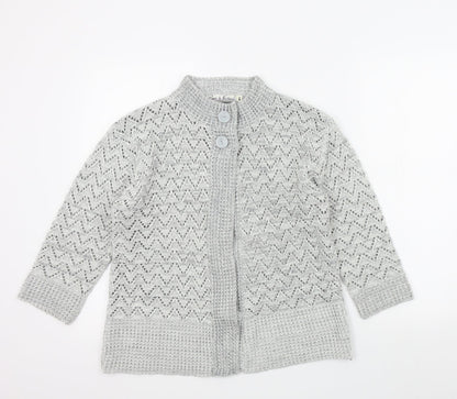 Womens UK Size M Pure & Natural Grey Cardigan Jumper