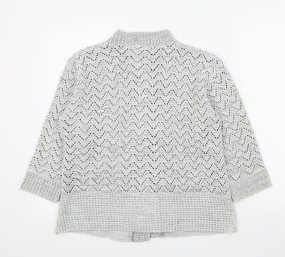 Womens UK Size M Pure & Natural Grey Cardigan Jumper