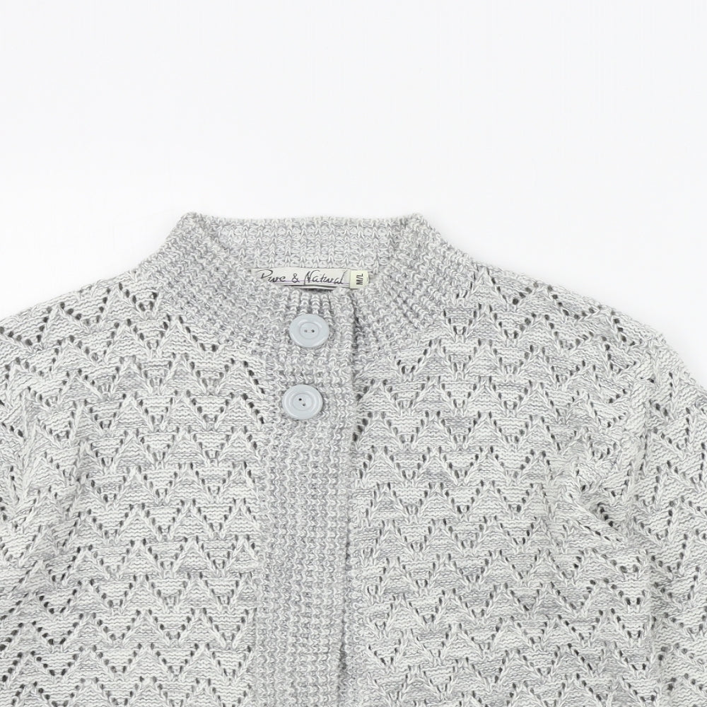 Womens UK Size M Pure & Natural Grey Cardigan Jumper
