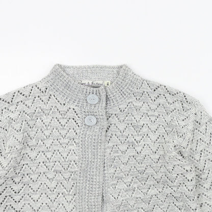 Womens UK Size M Pure & Natural Grey Cardigan Jumper