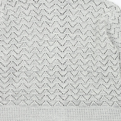 Womens UK Size M Pure & Natural Grey Cardigan Jumper