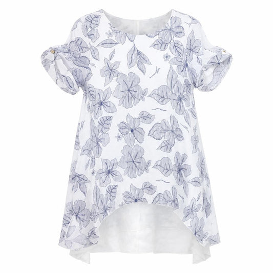 Front view of IZABEL women’s white geometric fit & flare, size UK 10