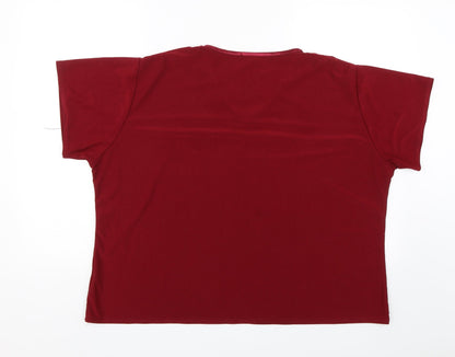 Womens UK Size XL Preworn Red Basic T-Shirt