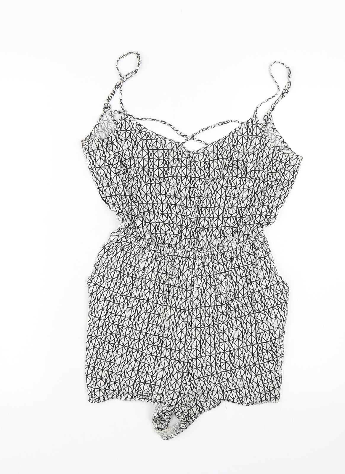 H&M Womens White Geometric  Playsuit One-Piece Size 6