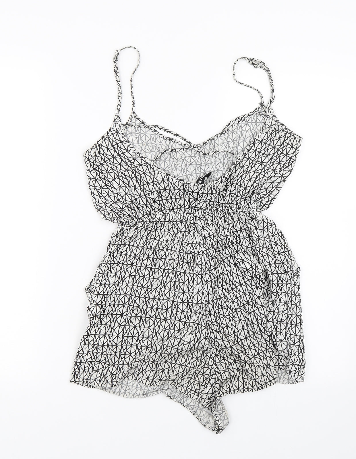 H&M Womens White Geometric  Playsuit One-Piece Size 6