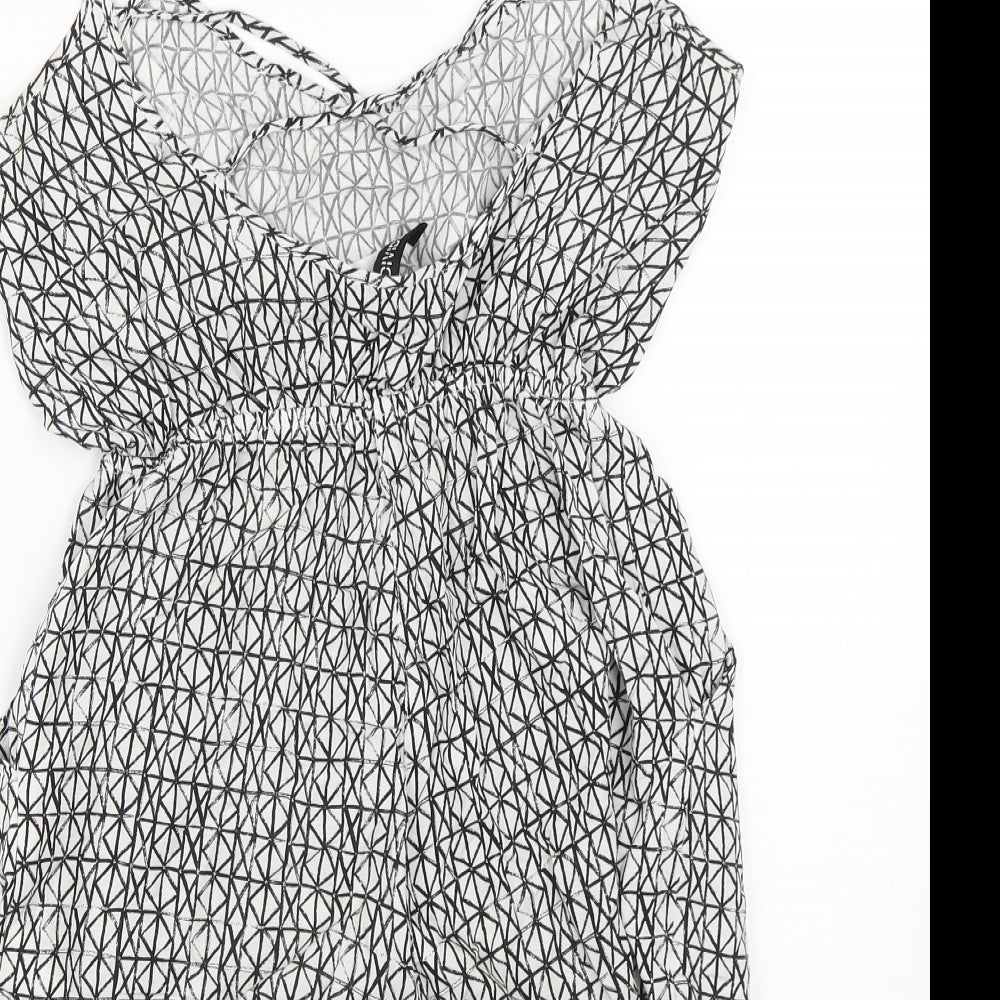 H&M Womens White Geometric  Playsuit One-Piece Size 6