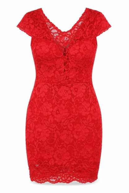 Cameo Rose Womens Red Floral Lace Bodycon  Size L