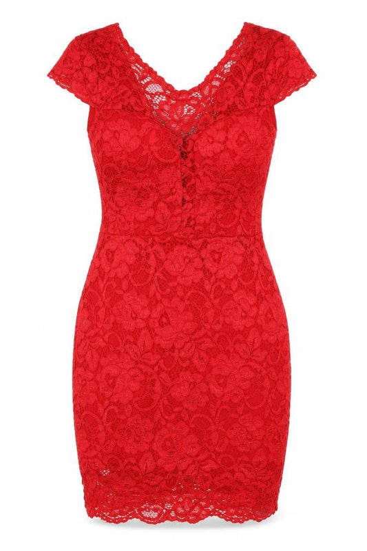 Cameo Rose Womens Red Floral Lace Bodycon  Size L