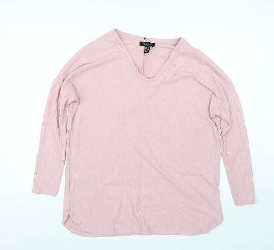 Womens UK Size 8 New Look Pink Basic T-Shirt