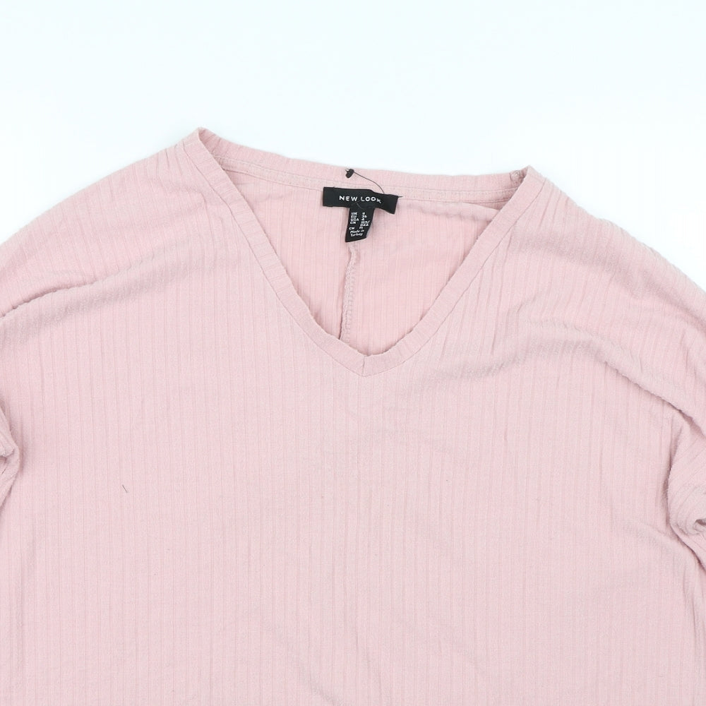 Womens UK Size 8 New Look Pink Basic T-Shirt