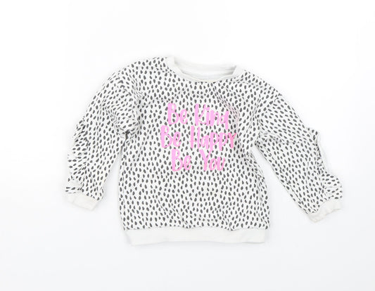 Matalan Girls White Spotted  Pullover Sweatshirt Size 2-3 Years  - Be kind