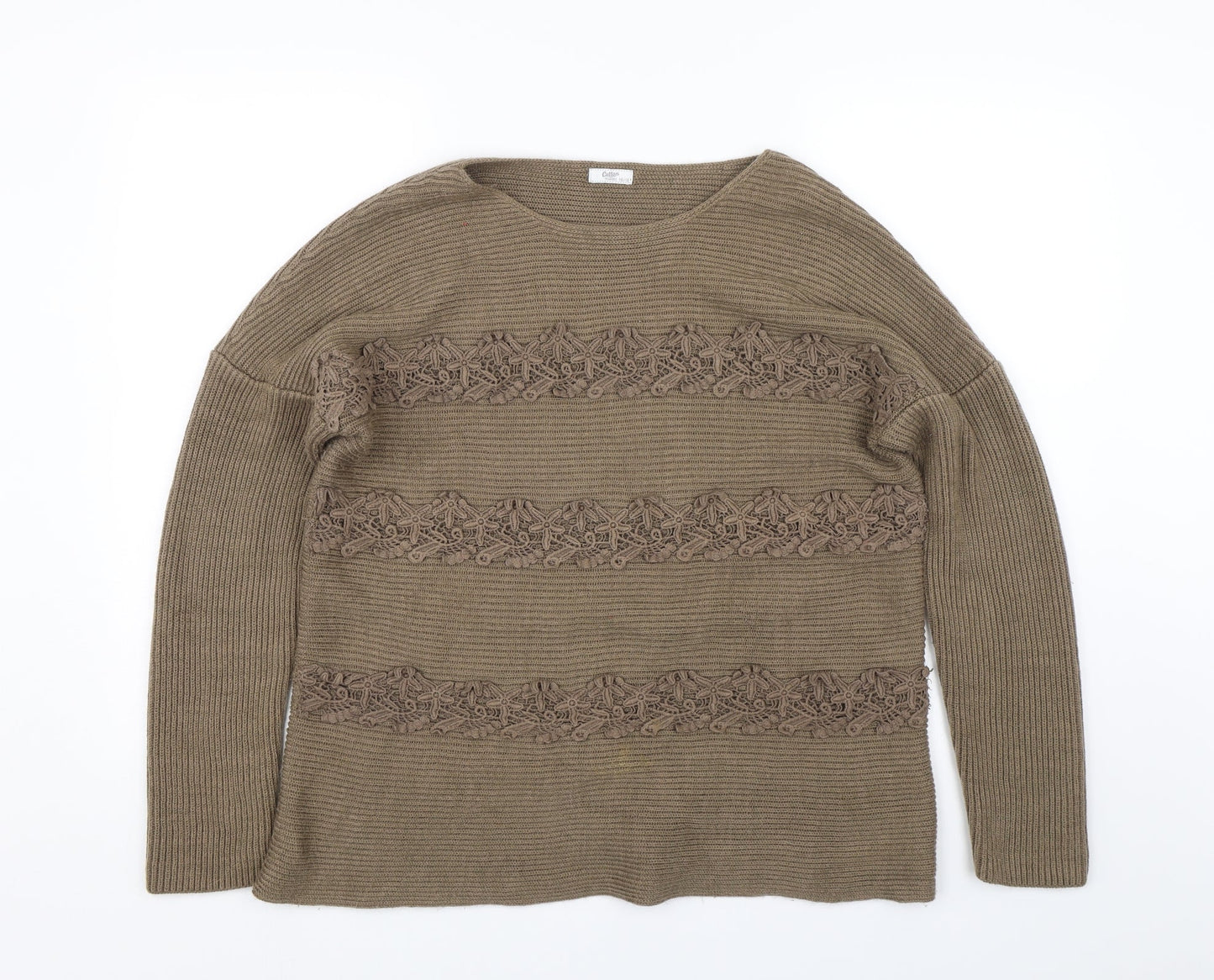 Cotton Traders Womens Brown  Knit Pullover Jumper Size 16