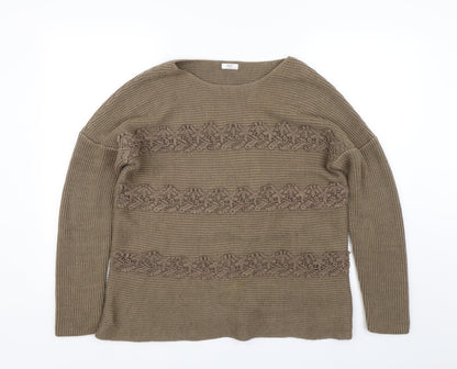 Cotton Traders Womens Brown  Knit Pullover Jumper Size 16