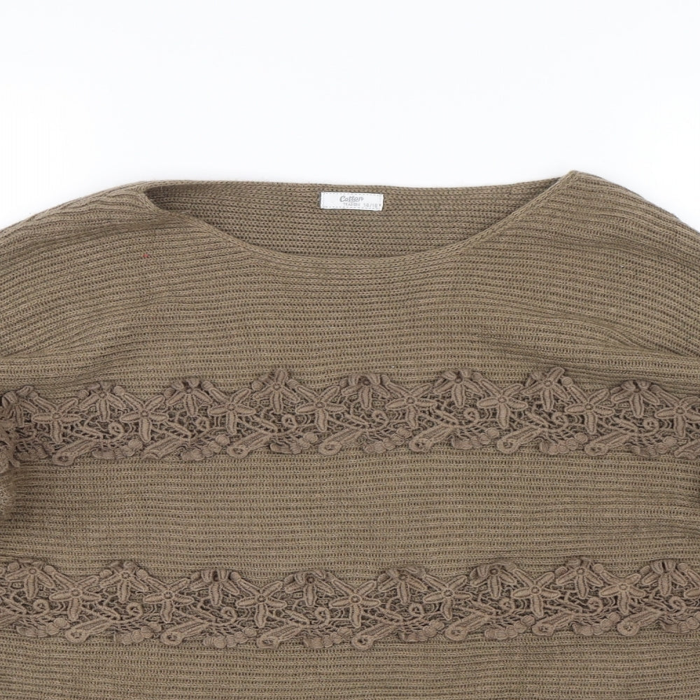 Cotton Traders Womens Brown  Knit Pullover Jumper Size 16