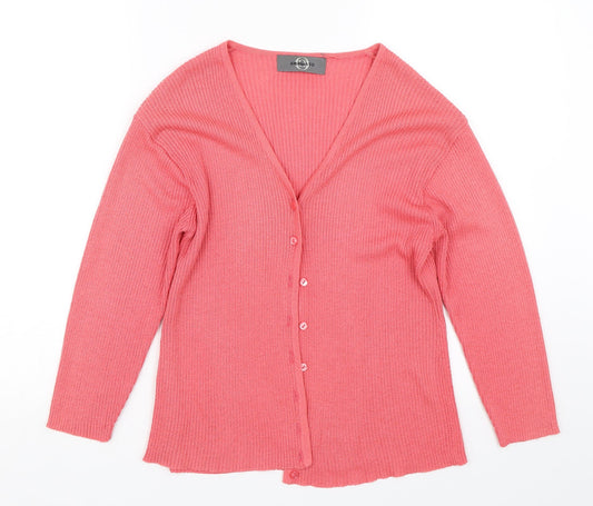 AMARANTO Womens Pink Striped  Cardigan Jumper Size S