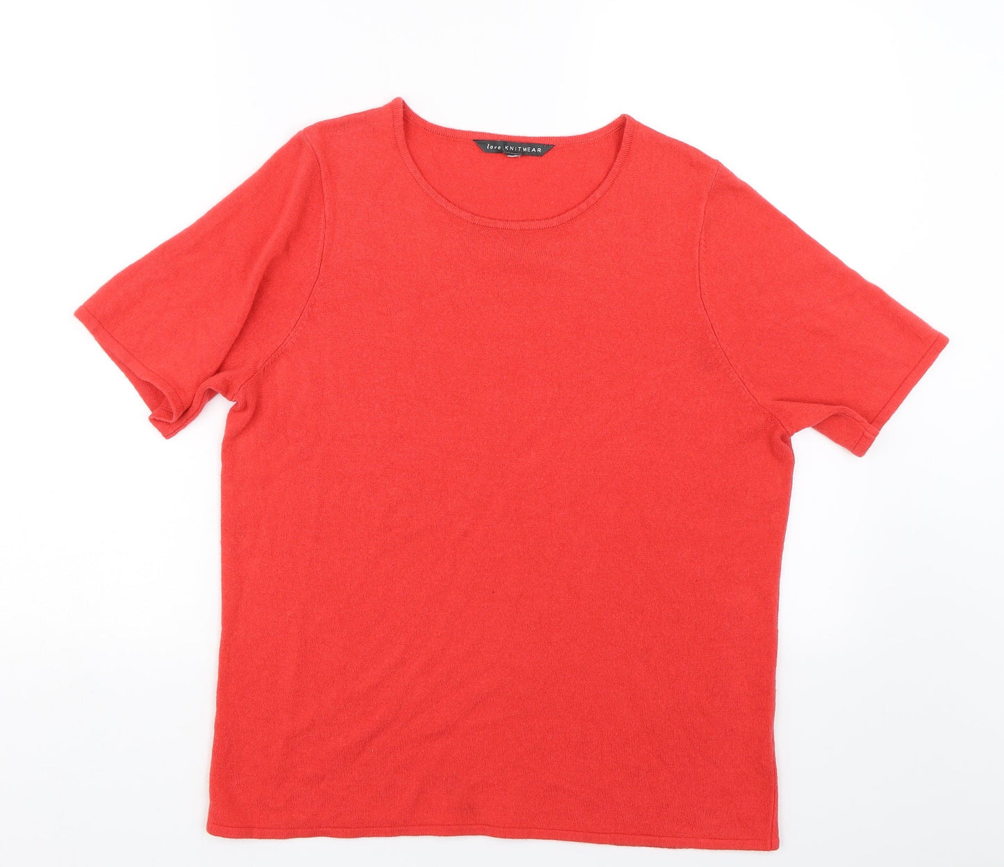 Womens UK Size 10 Love knitwear Red Basic T-Shirt