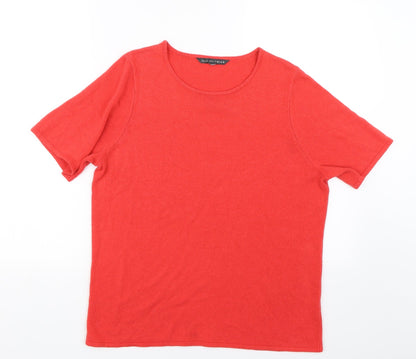 Womens UK Size 10 Love knitwear Red Basic T-Shirt