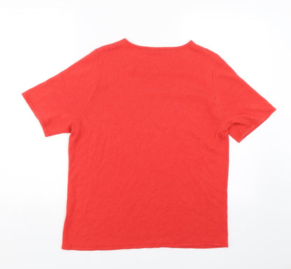Womens UK Size 10 Love knitwear Red Basic T-Shirt